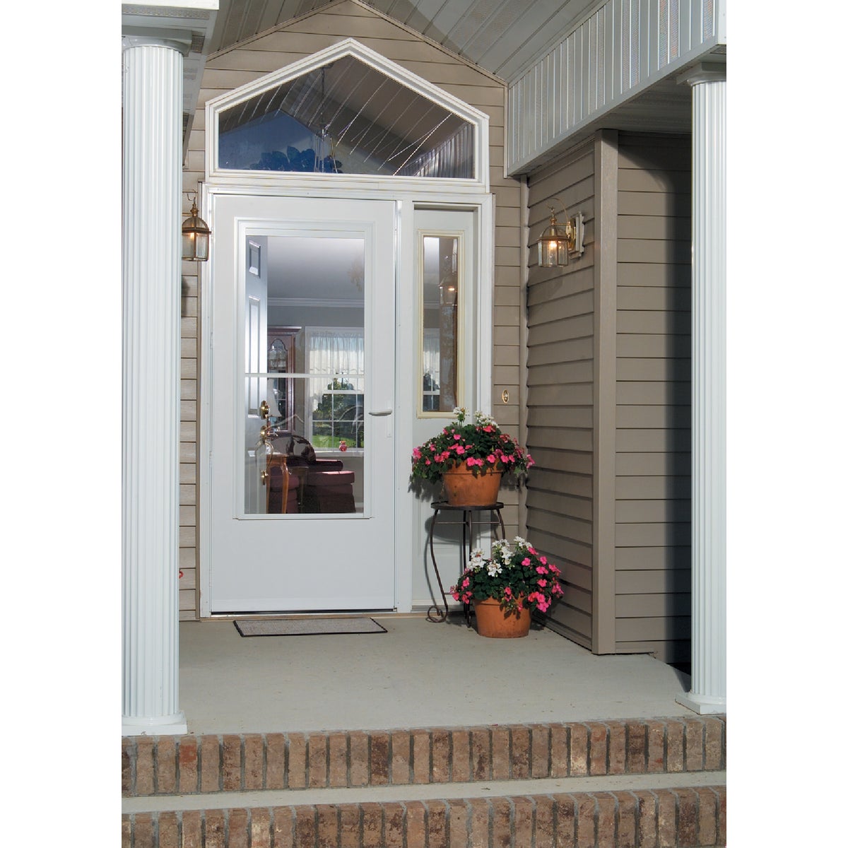 Larson Screenaway Life-Core 32 In. W x 80 In. H x 1 In. Thick White Mid View DuraTech Storm Door