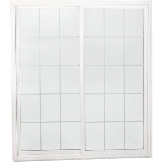 Interstate Model 4202 6/0-6/8 White Reversible Sliding Patio Door with Grids