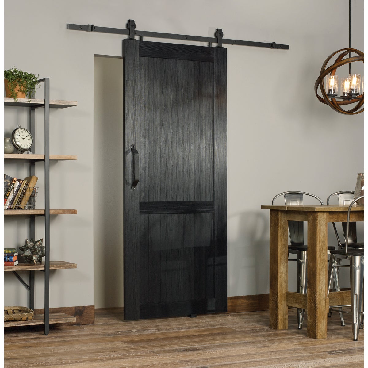 Millbrooke 36 In. x 84 In. x 1.3 In. H-Style Black PVC Barn Door Kit