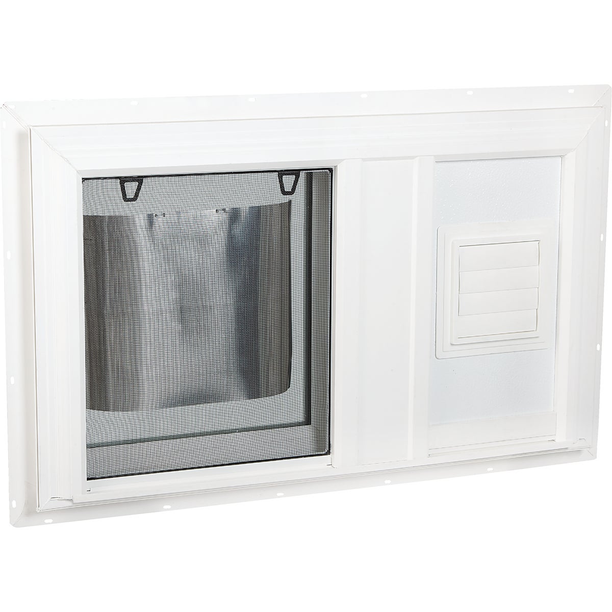 Interstate Model 5100 32 In. W. x 19 In. H. White Vinyl Hopper Basement Window with Dryer Vent