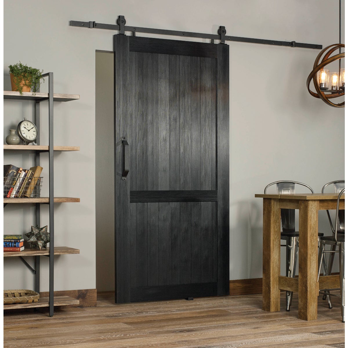 Millbrooke 42 In. x 84 In. x 1.3 In. H-Style Black PVC Barn Door Kit