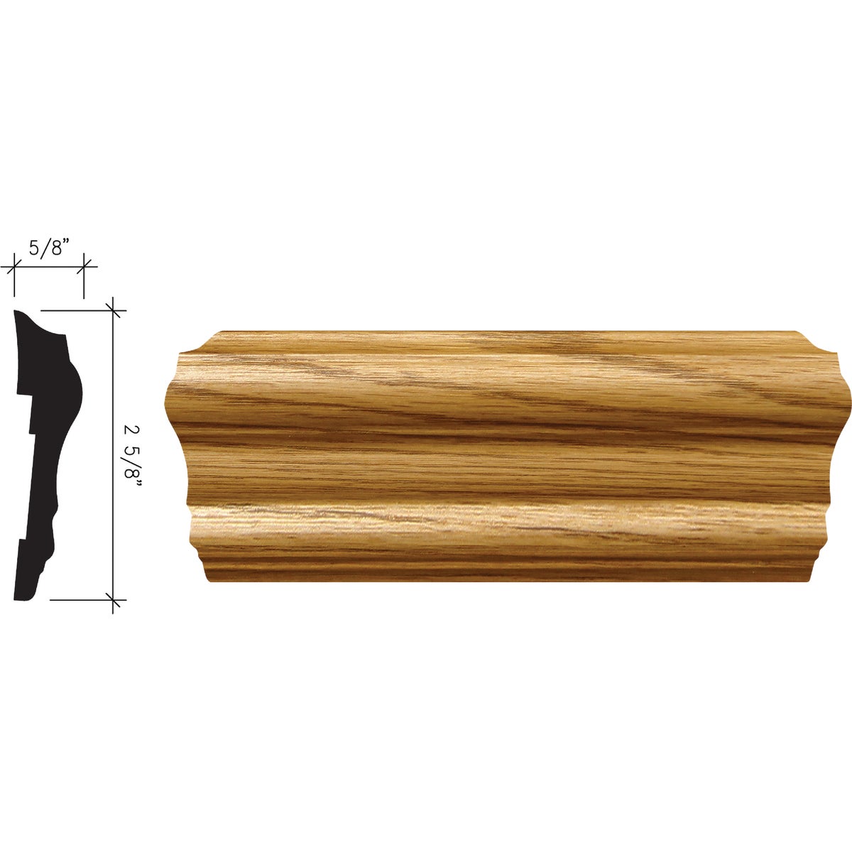 Inteplast Building Products 5/8 In. x 2-5/8 In. x 8 Ft. Ultra Oak Polystyrene Chair Rail Molding