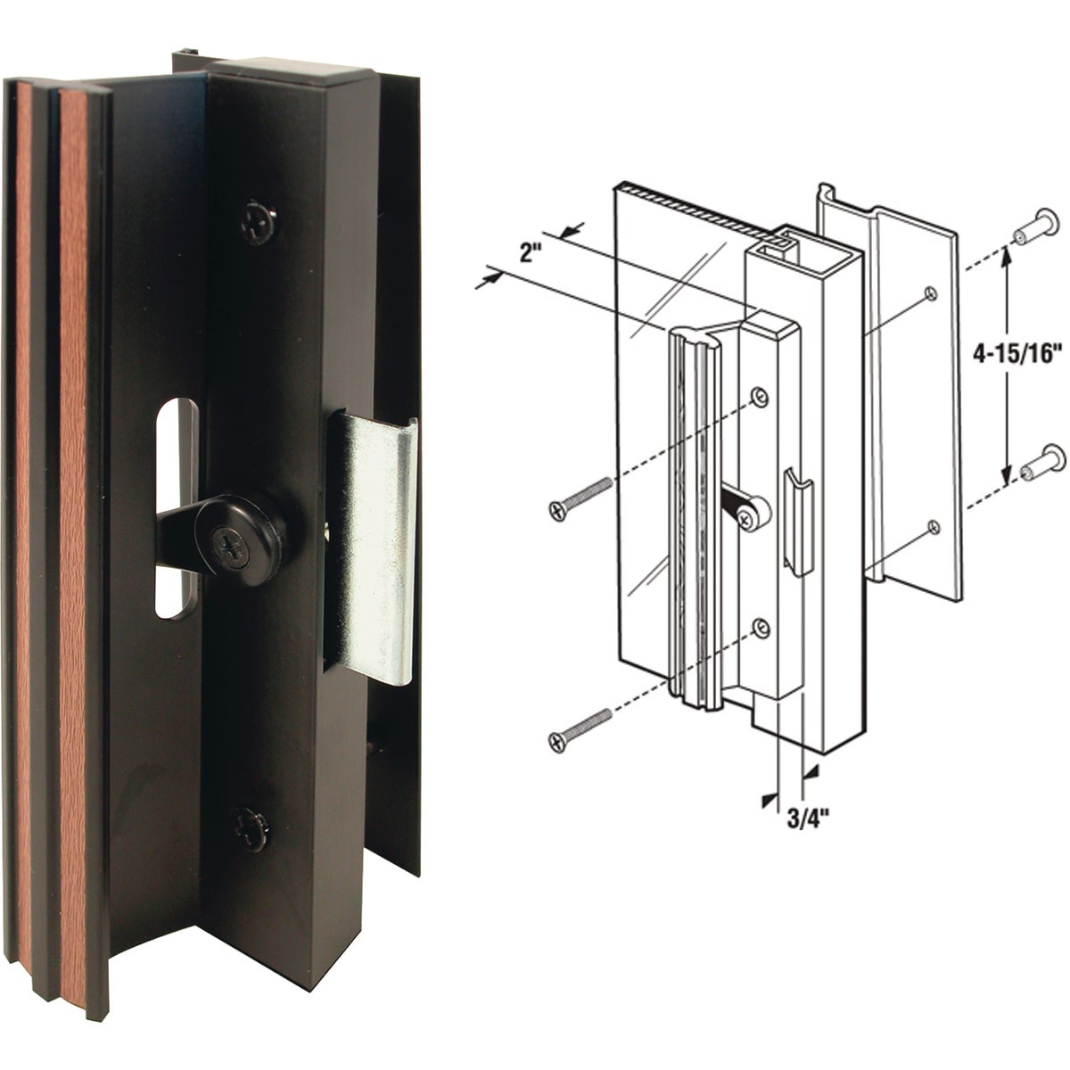 Prime-Line Black Surface Mounted Clamp Sliding Patio Door Handle Set