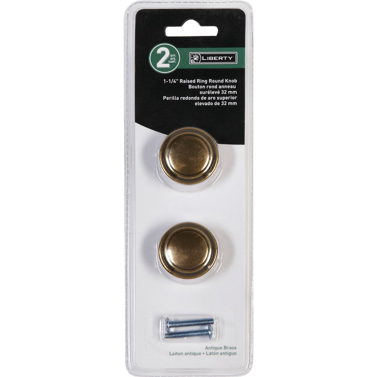 Liberty Antique Brass 1-1/4 In. Cabinet Knob, (2-Pack)