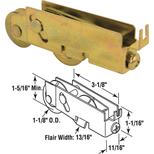 Prime-Line 1-1/8 In. Tandem Steel Patio Door Roller with Housing Assembly