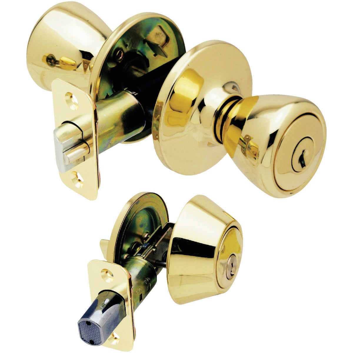 Ultra Howard Berger Polished Brass Deadbolt and Door Knob Combo