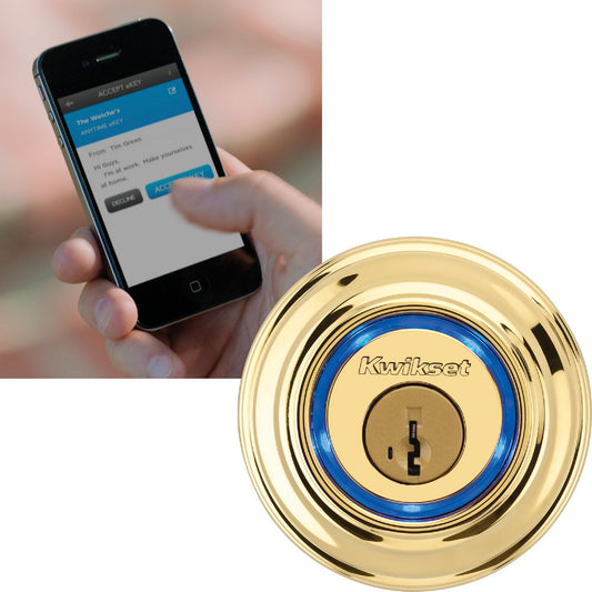 Kwikset Kevo Polished Brass Single Cylinder Electronic Deadbolt