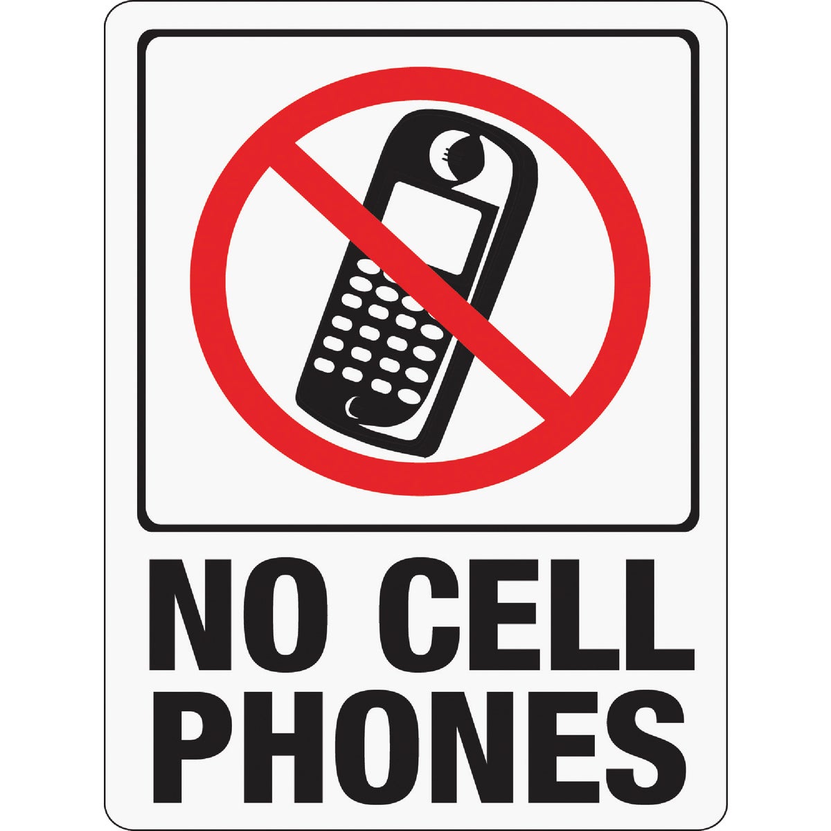 Hy-Ko Plastic Sign, No Cell Phones