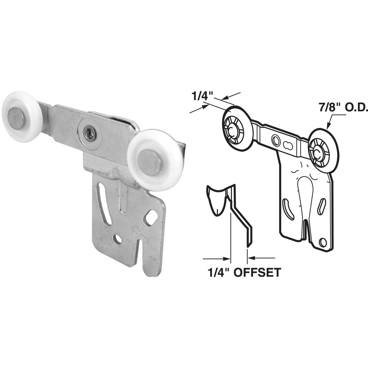 Slide-Co 1/4 In. Offset Twin Wheel Bypass Door Roller (2-Count)