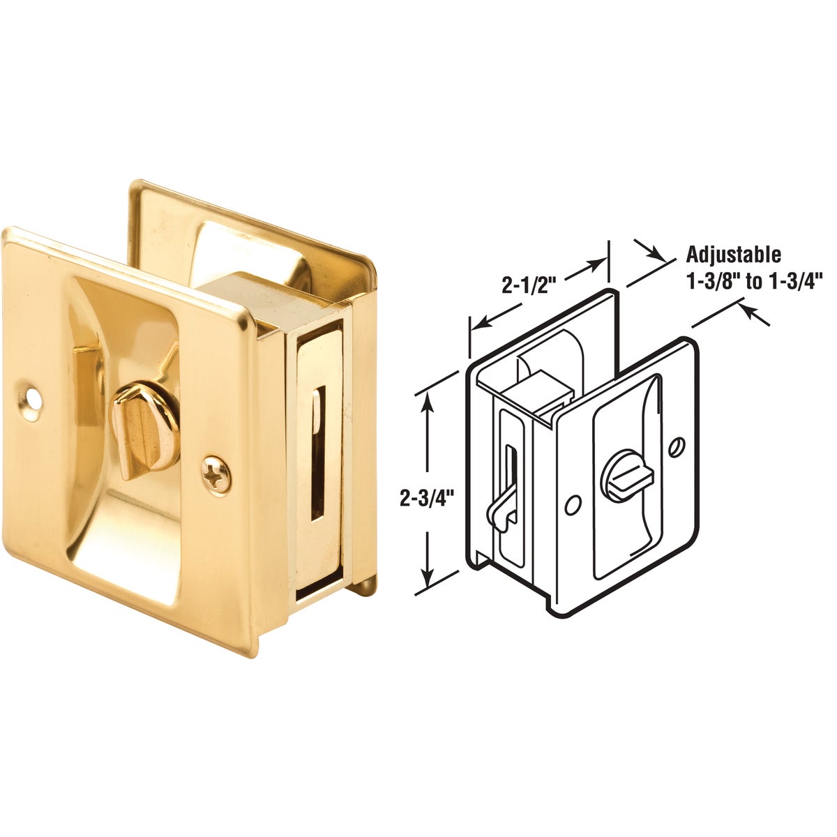 Prime-Line Brass Pocket Door Lock Pull