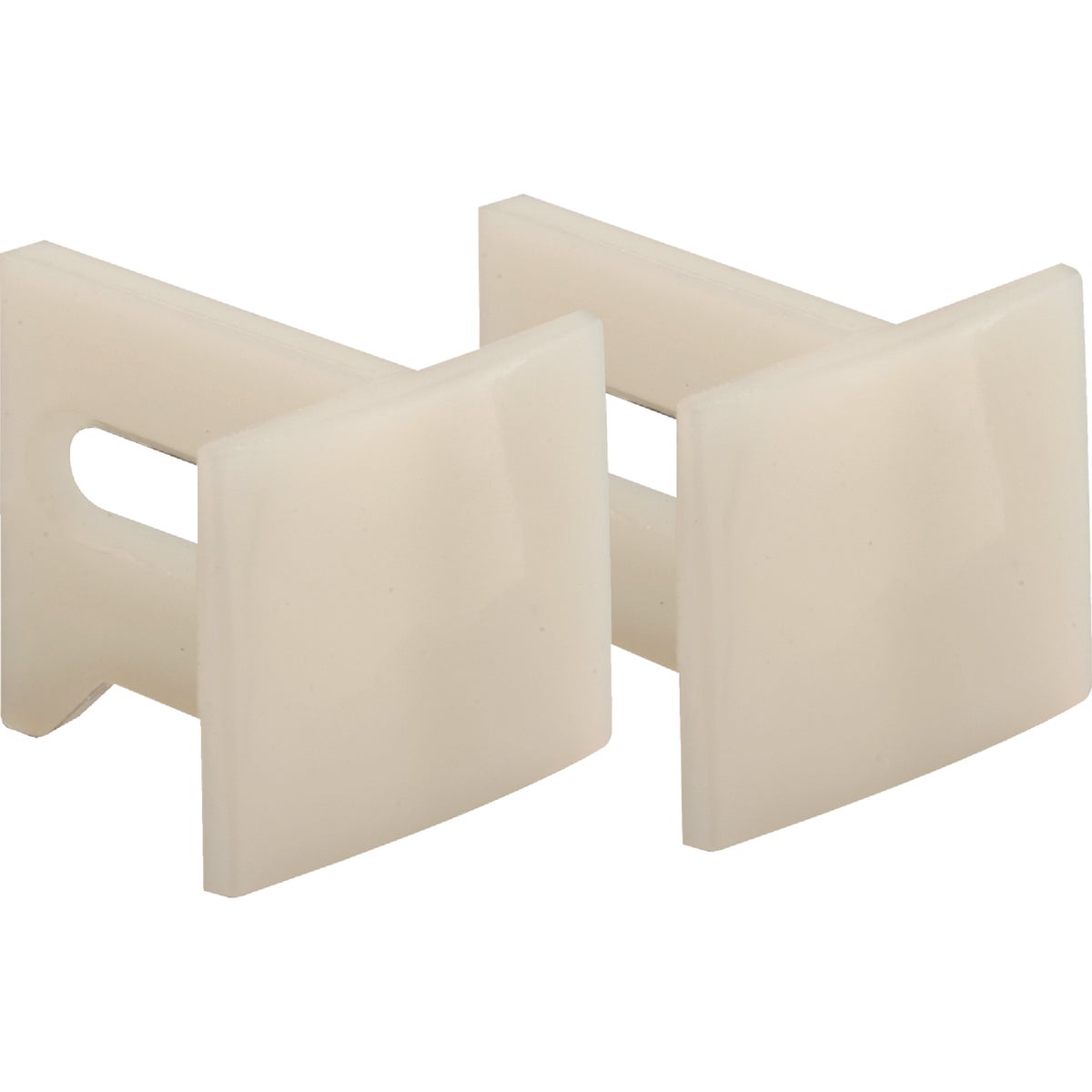 Prime-Line 1-1/8 In. x 1-1/16 In. White Plastic Side Adjustable Pocket Door Bottom Guide (2-Count)