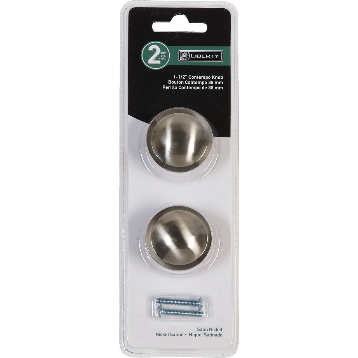 Liberty Contempo Satin Nickel 1-1/2 In. Cabinet Knob, (2-Pack)