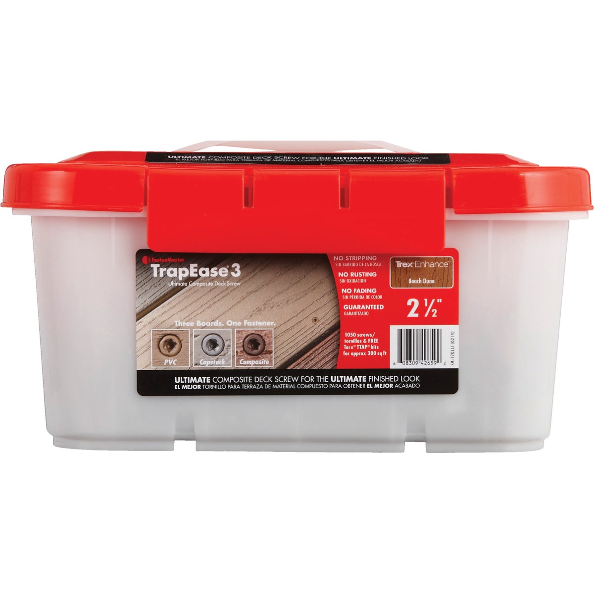 FastenMaster TrapEase 3, #10 x 2-1/2 In. Brown Ultimate Composite Deck Screw (1050 Ct. Pail)