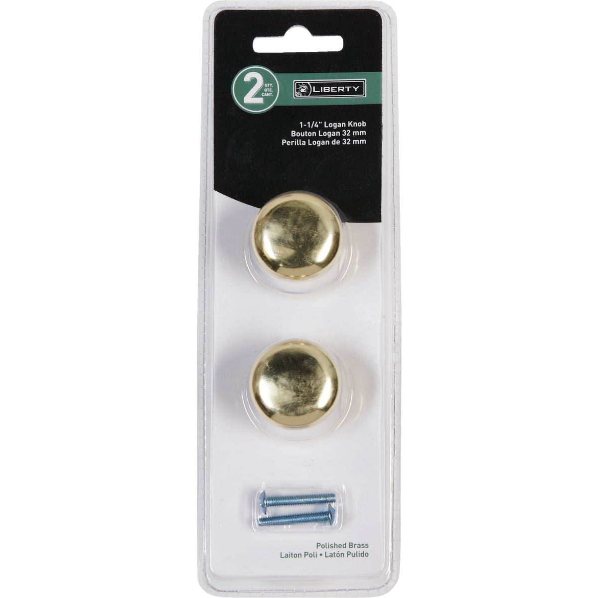 Liberty Polished Brass 1-1/4 In. Cabinet Knob, (2-Pack)