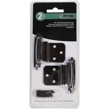 Liberty Oil Rubbed Bronze 3/8 In. Self-Closing Inset Hinge, (2-Pack)