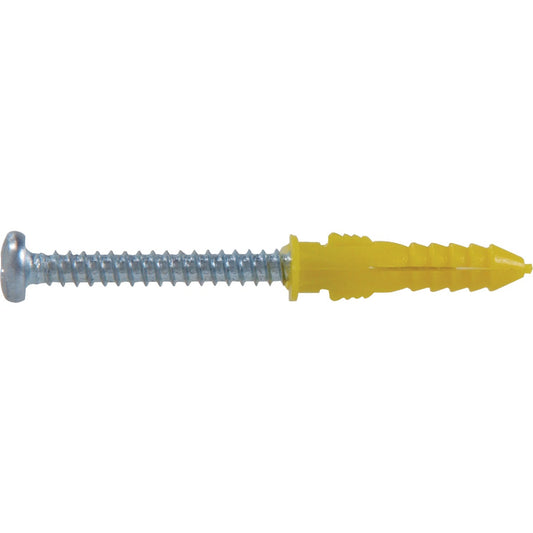 Hillman #4 - #6 - #8 Thread x 7/8 In. Yellow Ribbed Plastic Anchor (6 Ct.)