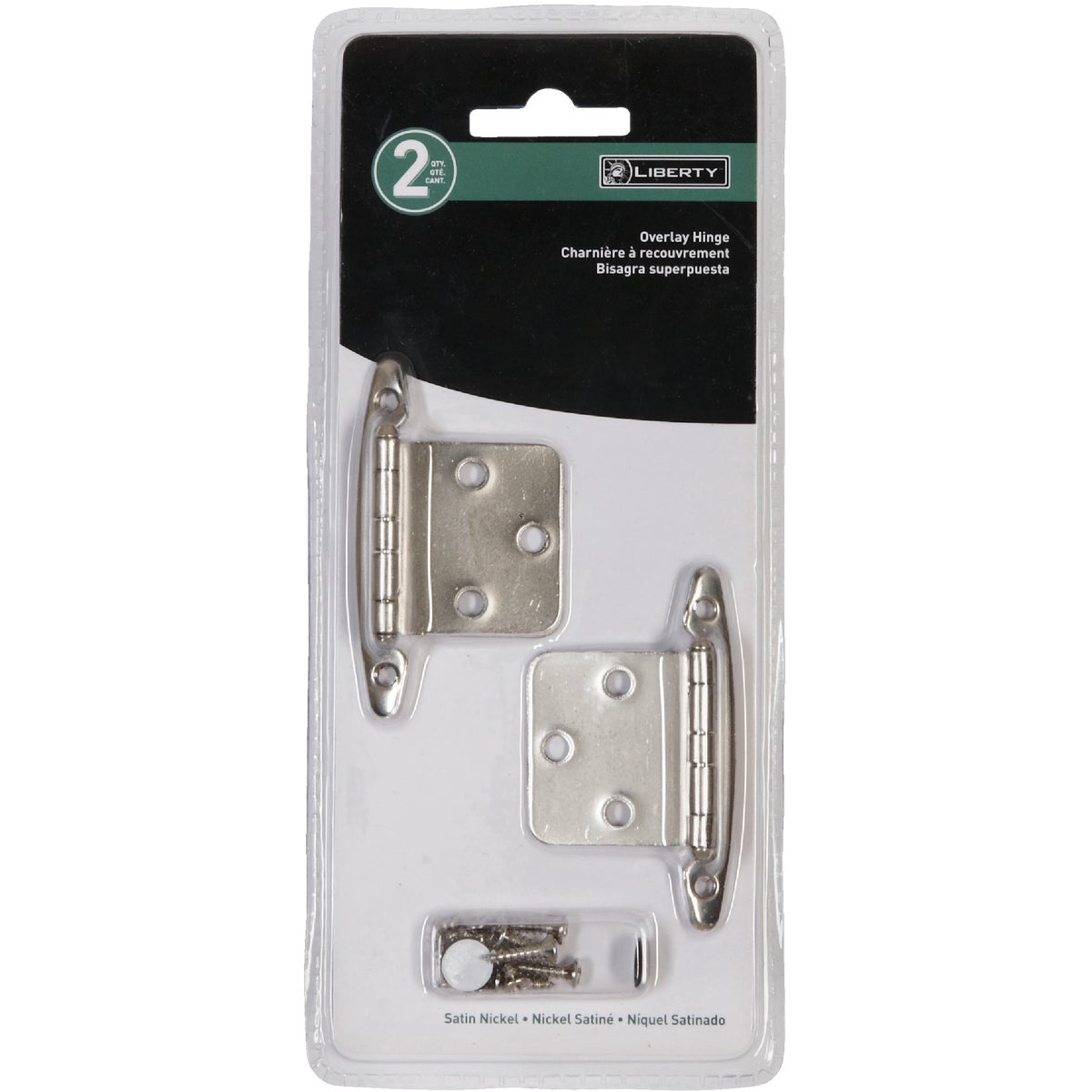 Liberty Satin Nickel Non Self-Closing Overlay Hinge (2-Pack)