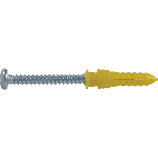 Hillman #4 - #6 - #8 Thread x 7/8 In. Yellow Ribbed Plastic Anchor (75 Ct.)