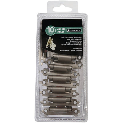 Liberty Matte Nickel 3/8 In. Self-Closing Inset Hinge, (10-Pack)