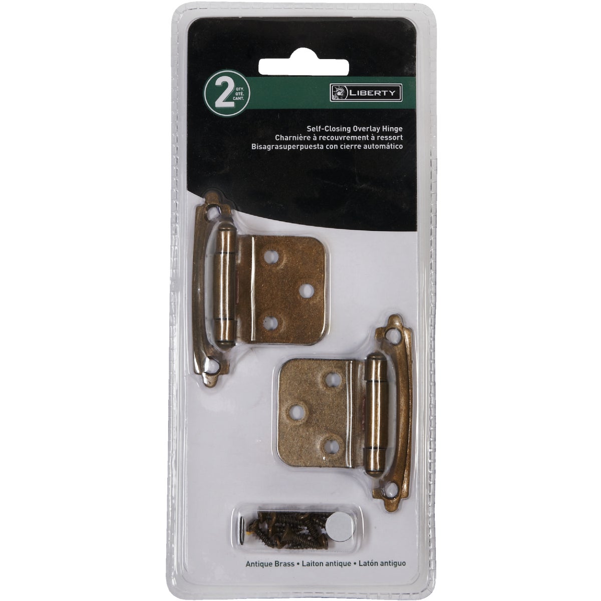 Liberty Antique Brass Self-Closing Overlay Hinge (2-Pack)