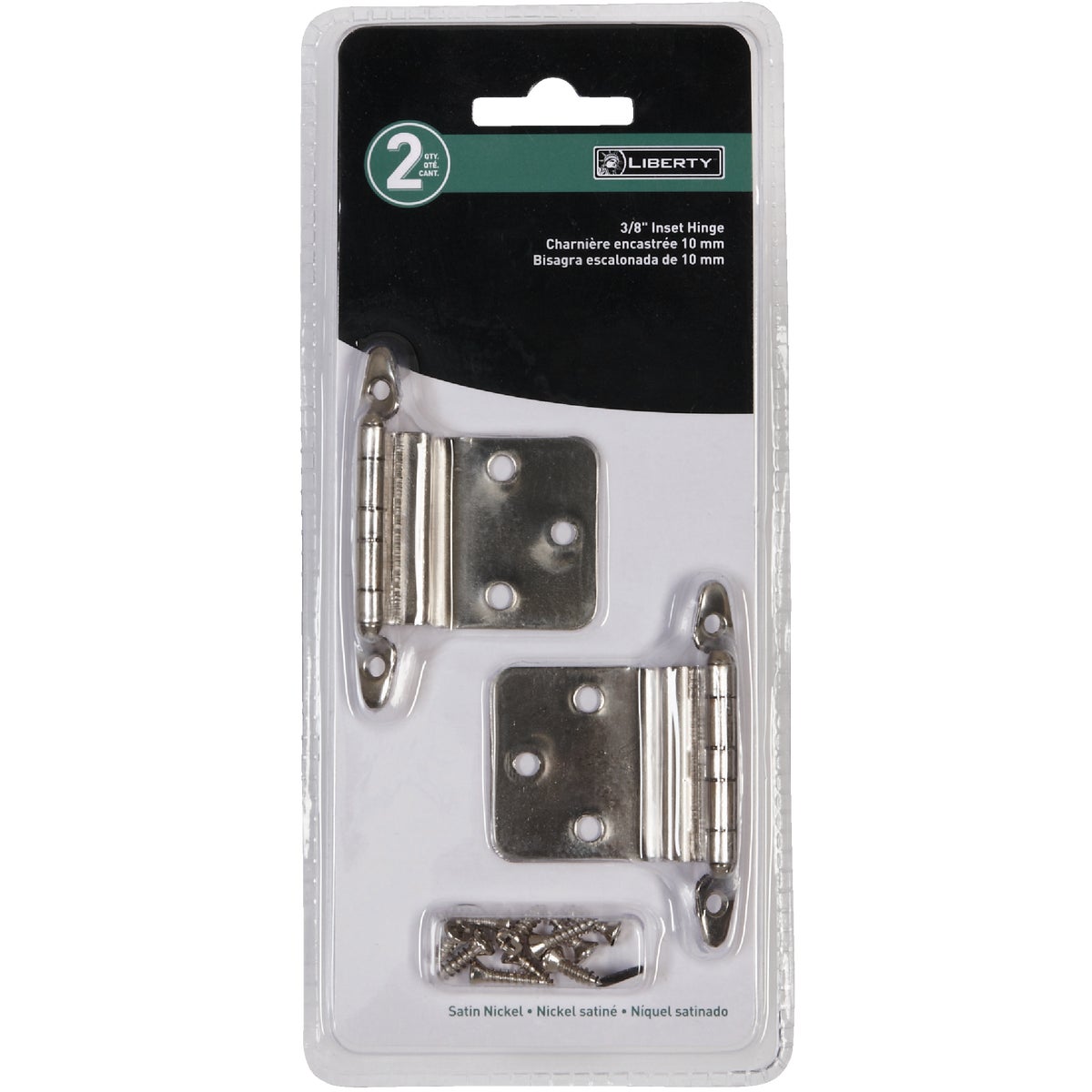 Liberty Satin Nickel 3/8 In. Inset Hinge, Without Spring, (2-Pack)