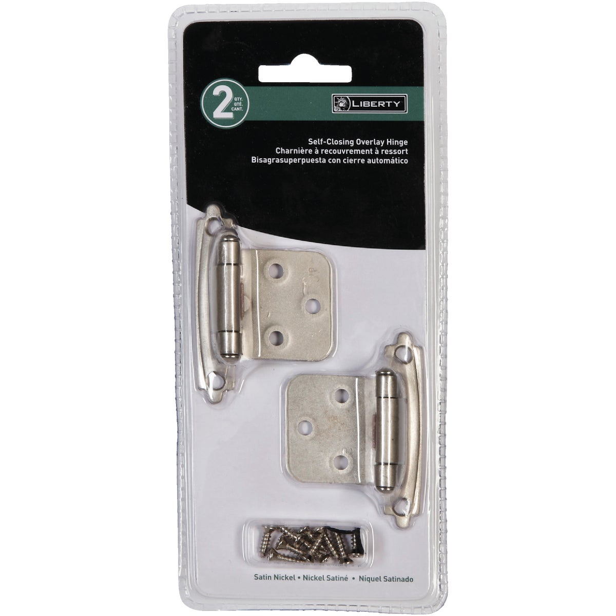 Liberty Satin Nickel Self-Closing Overlay Hinge (2-Pack)