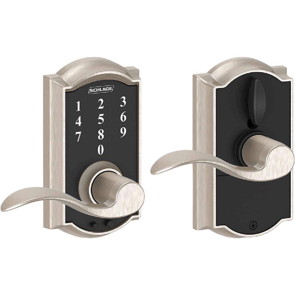 Schlage Camelot Satin Nickel Lever Touch Electronic Entry Lock