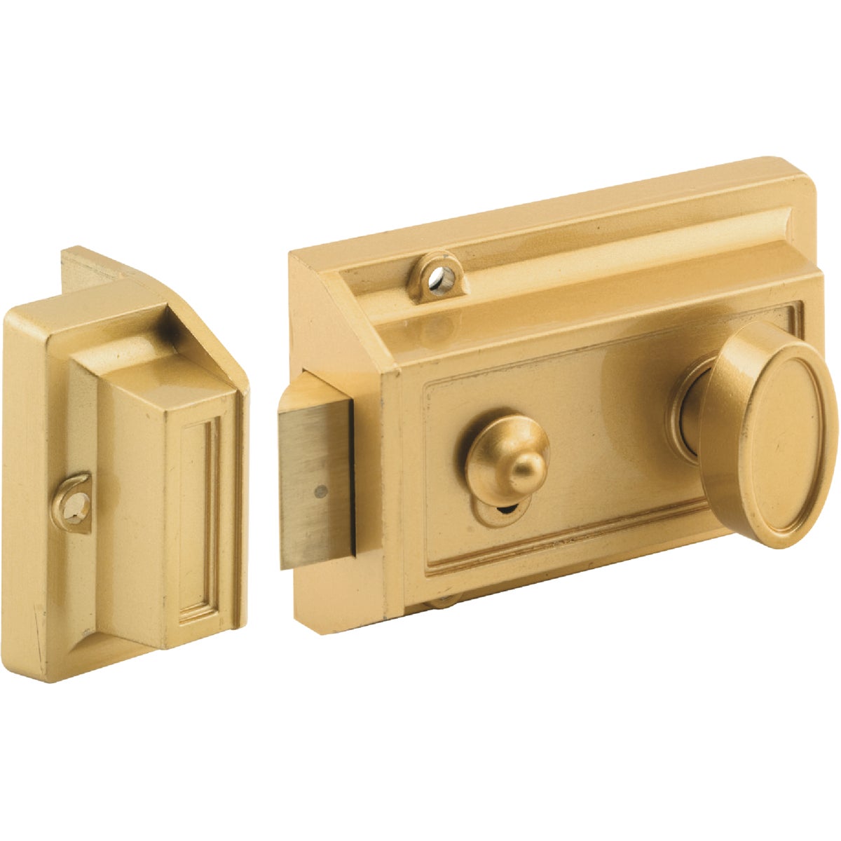 Defender Security Brass 3-Way Night Latch with Locking Single Cylinder