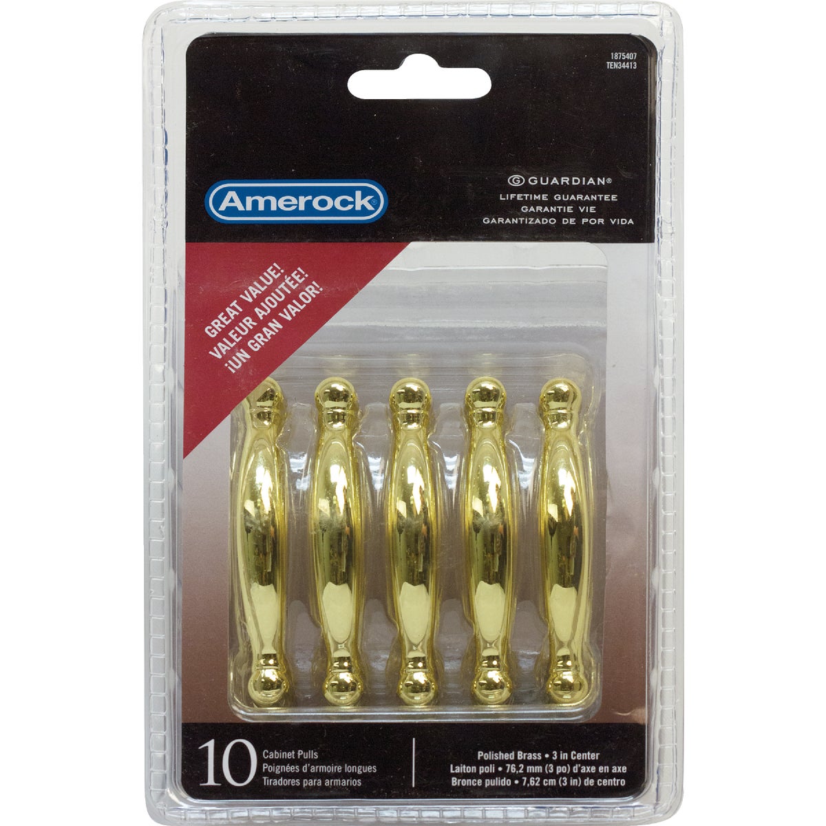 Amerock Allison Polished Brass Harmony 3 In. Cabinet Pull, (10-Pack)