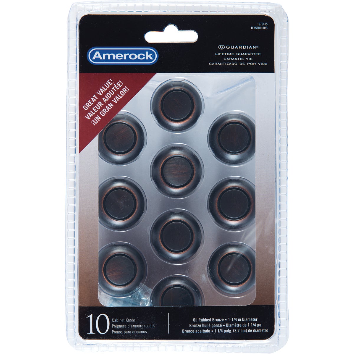 Amerock Everyday Heritage Oil Rubbed Bronze 1-1/4 In. Cabinet Knob (10-Pack)