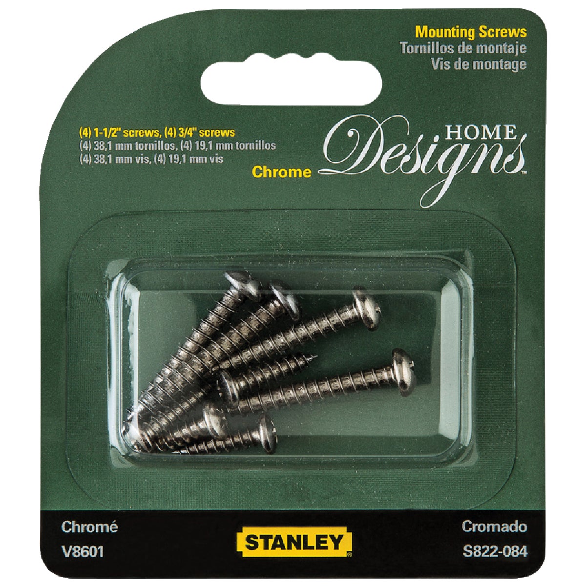 National Catalog V8601 Chrome Closet Hardware Mounting Screws (8-Count)