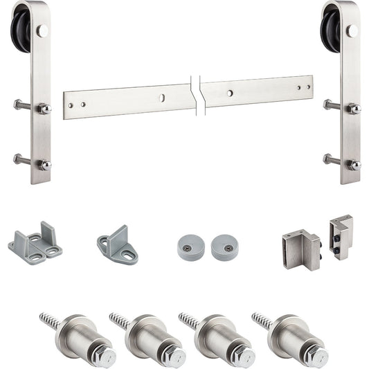 National Satin Nickel Steel Up to 200 Lb. Barn Door Track Hardware Kit