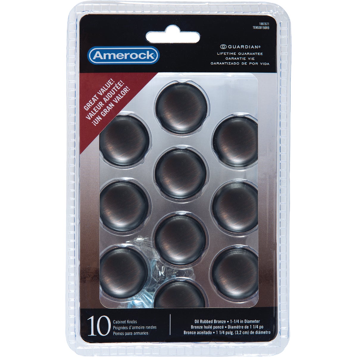 Amerock Allison Oil Rubbed Bronze 1-1/4 In. Cabinet Knob, (10-Pack)