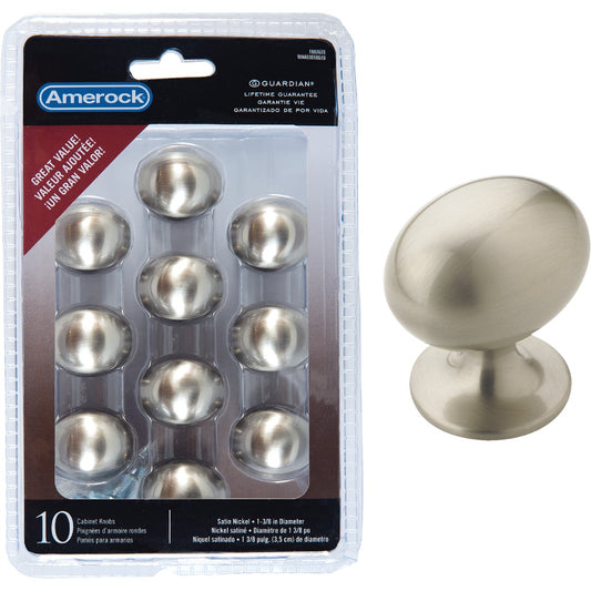 Amerock Everyday Heritage Satin Nickel 1-3/8 In. Cabinet Knob (10-Pack)