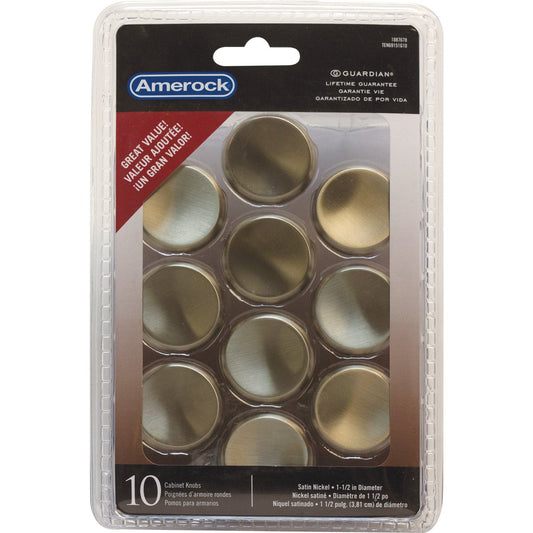 Amerock Allison Satin Nickel 1-1/2 In. Cabinet Knob, (10-Pack)