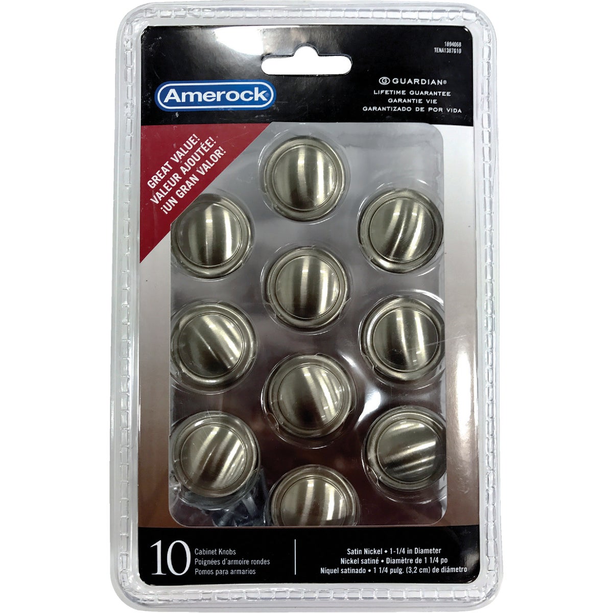 Amerock Everyday Heritage Satin Nickel 1-1/4 In. Cabinet Knob, (10-Pack)