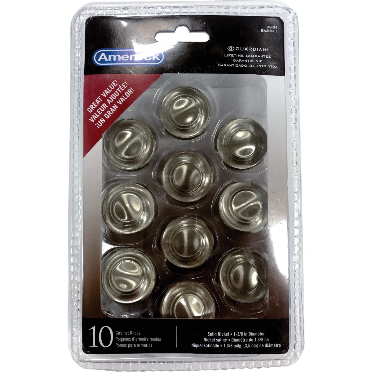 Amerock Inspirations Satin Nickel 1-5/16 In. Cabinet Knob, (10-Pack)