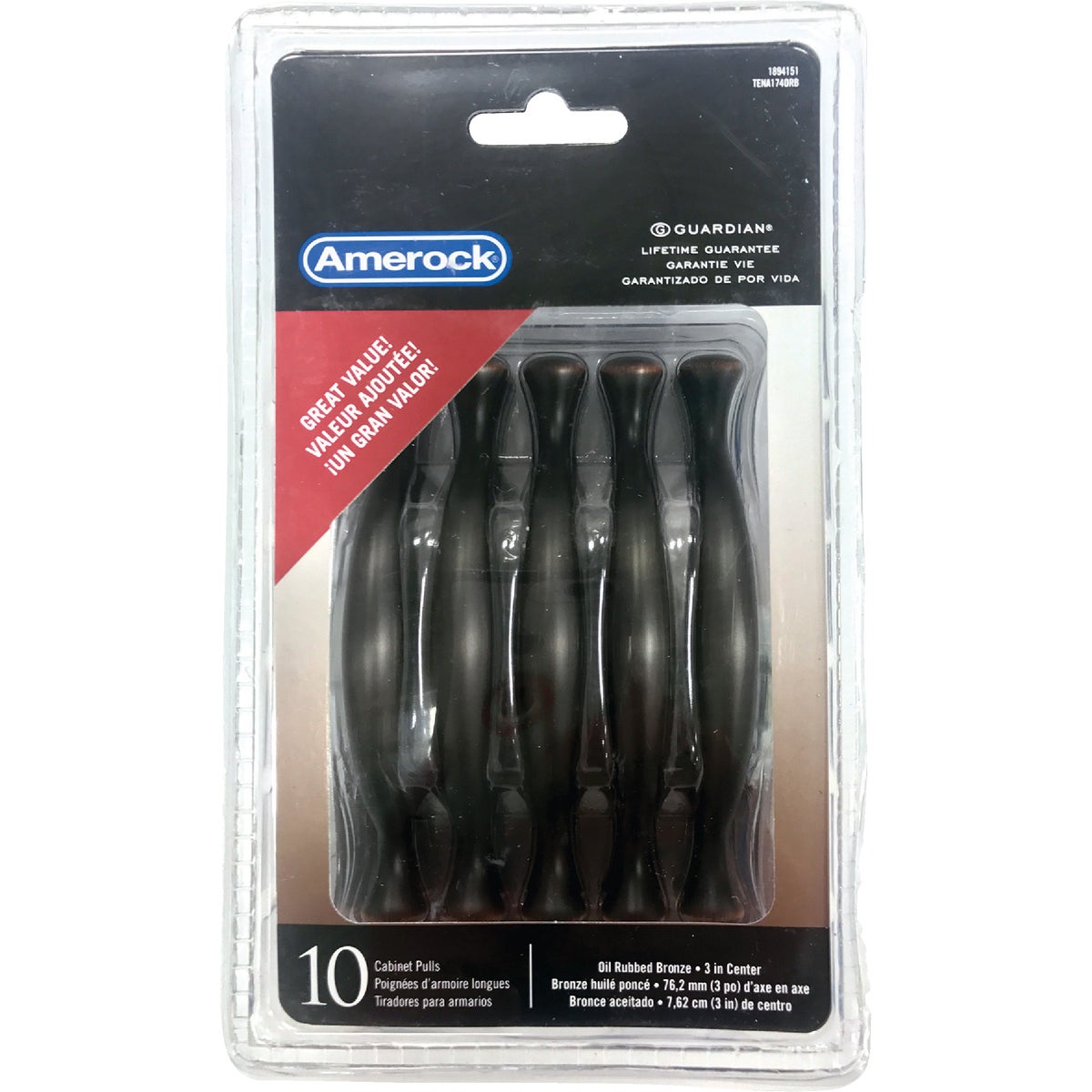 Amerock Everyday Heritage Oil Rubbed Bronze 3 In. Cabinet Pull, (10-Pack)