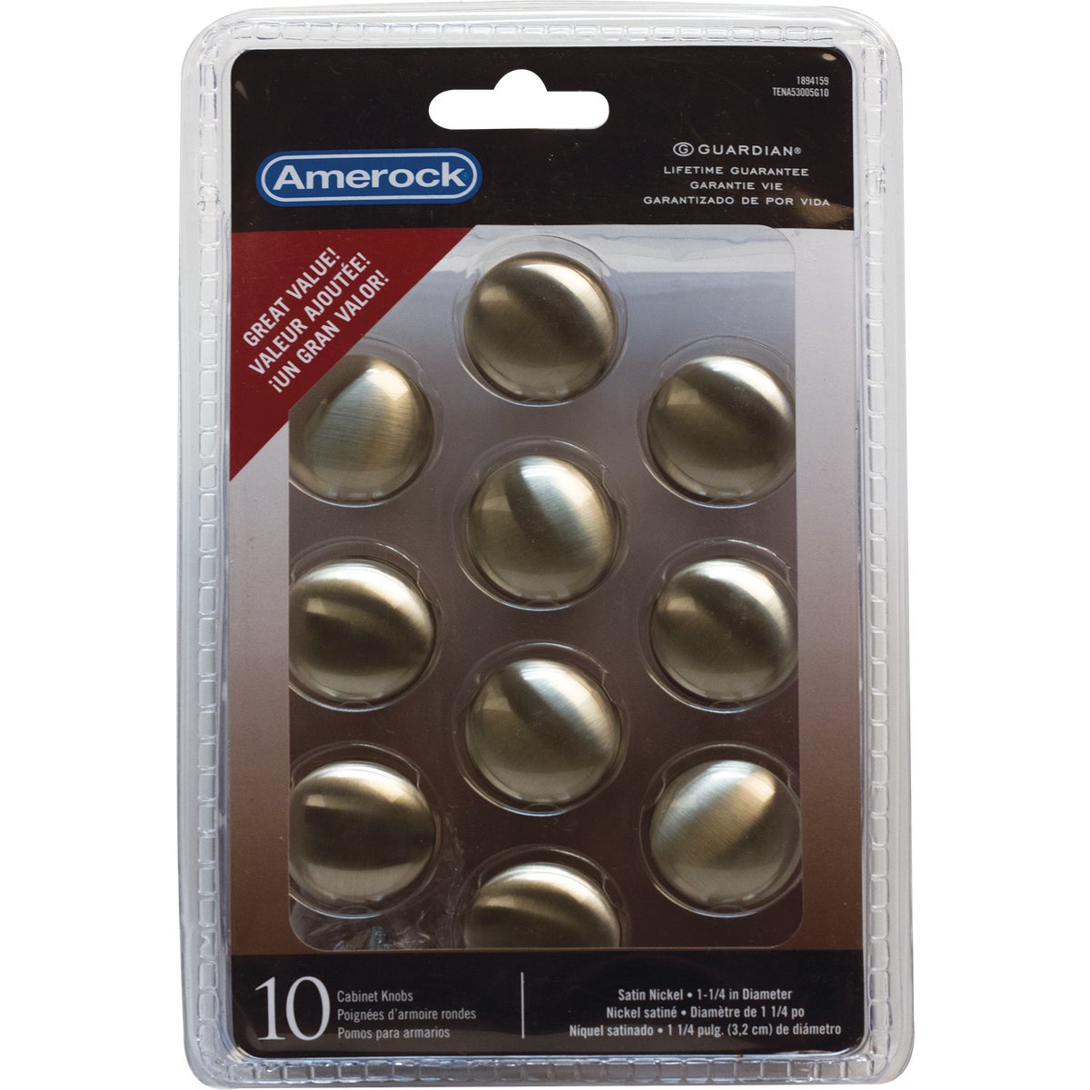 Amerock Allison Edona Satin Nickel 1-1/4 In. Cabinet Knob, (10-Pack)