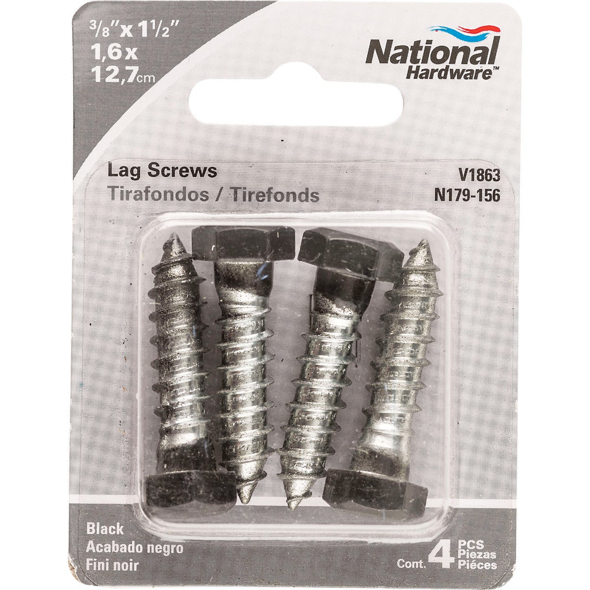 National 3/8 In. x 1-1/2 In. Black Hex Lag Bolt (4 Ct.)