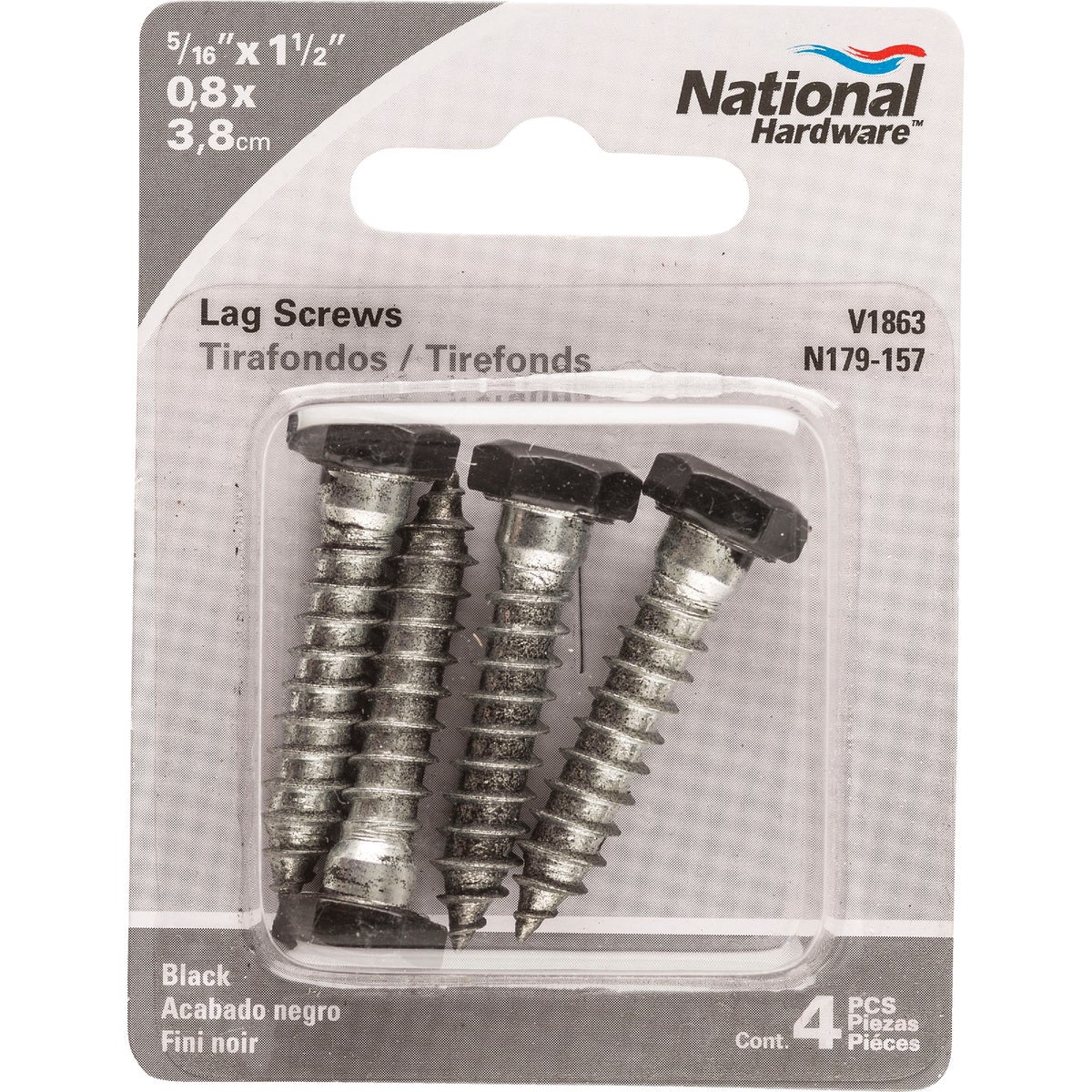 National 5/16 In. x 1-1/2 In. Black Hex Lag Bolt (4 Ct.)