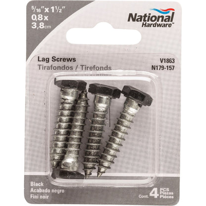National 5/16 In. x 1-1/2 In. Black Hex Lag Bolt (4 Ct.)