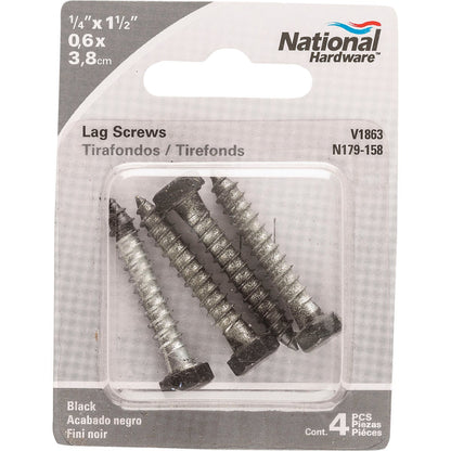National 1/4 In. x 1-1/2 In. Black Hex Lag Bolt (4 Ct.)