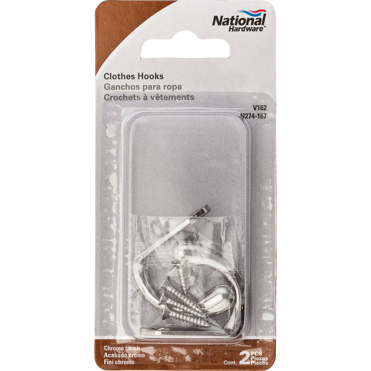 National Chrome Single Clothes Wardrobe Hook