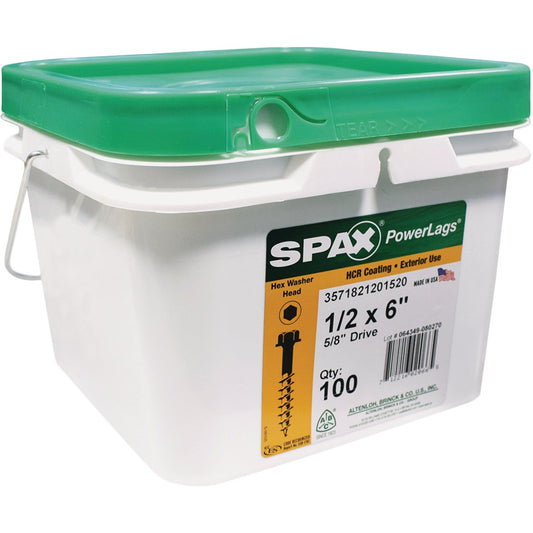 Spax PowerLags 1/2 In. x 6 In. Hex Head Exterior Structure Screw (100 Ct.)