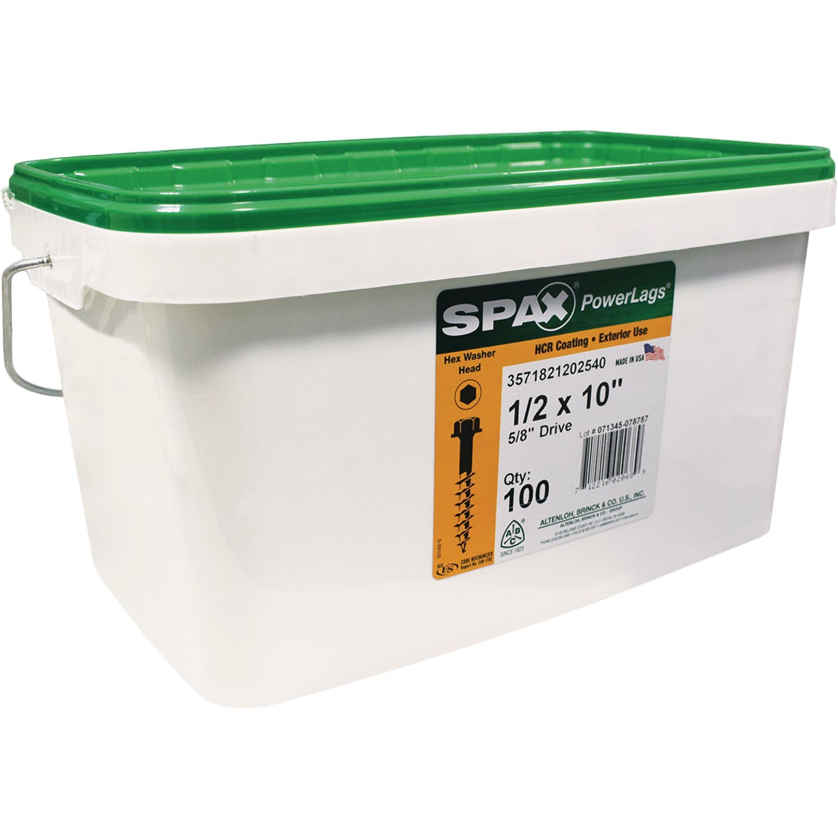 Spax PowerLags 1/2 In. x 10 In. Hex Head Exterior Structure Screw (100 Ct.)