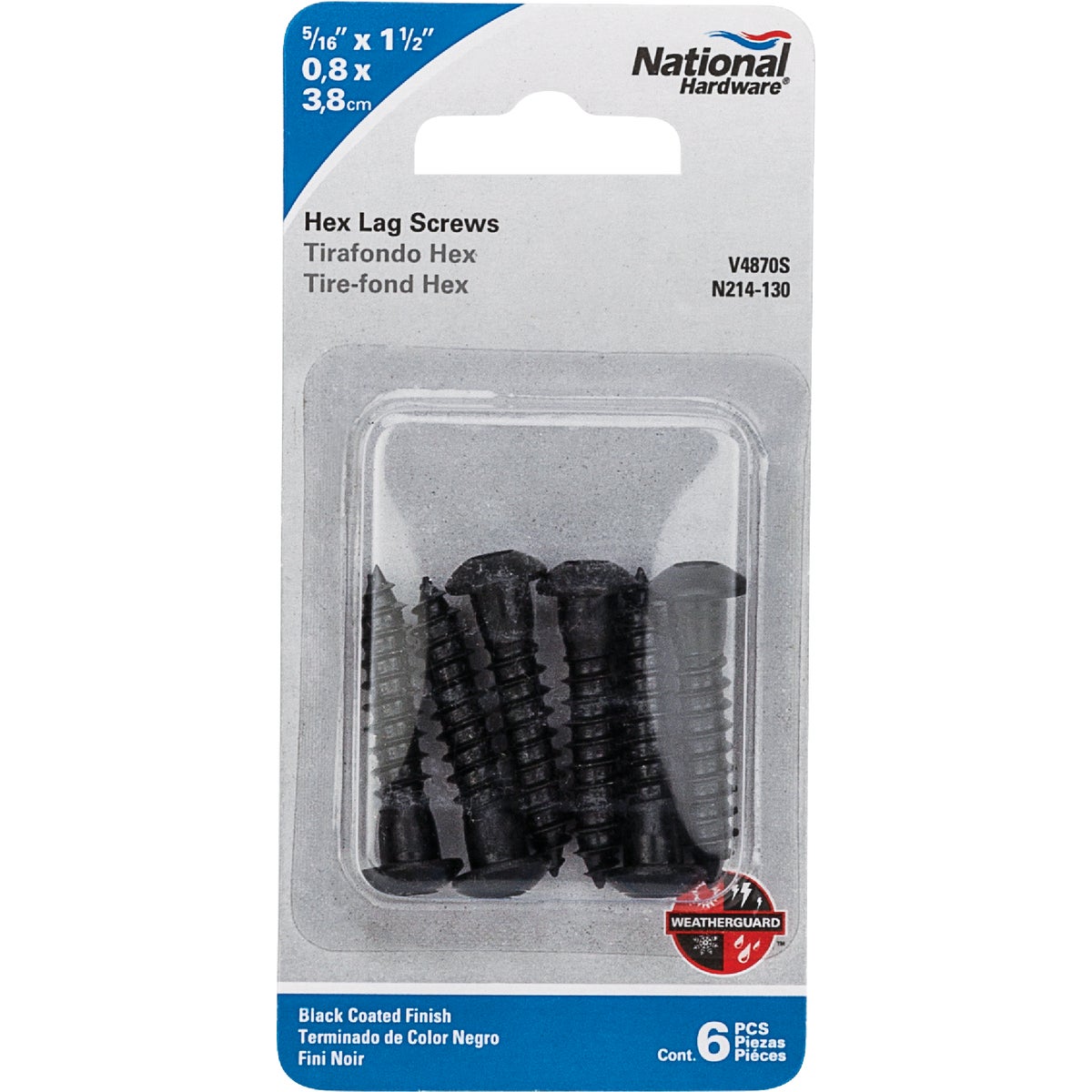 National 5/16 In. x 1-1/2 In. Hex Drive Round Head Black Lag Screw (6 Ct.)