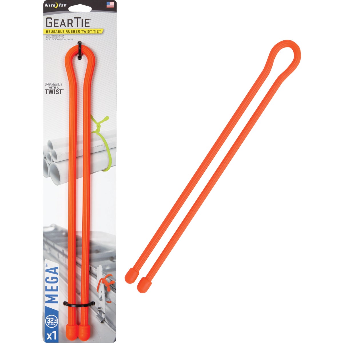 GearTie 32 In. Orange Rubber Mega Twist Tie