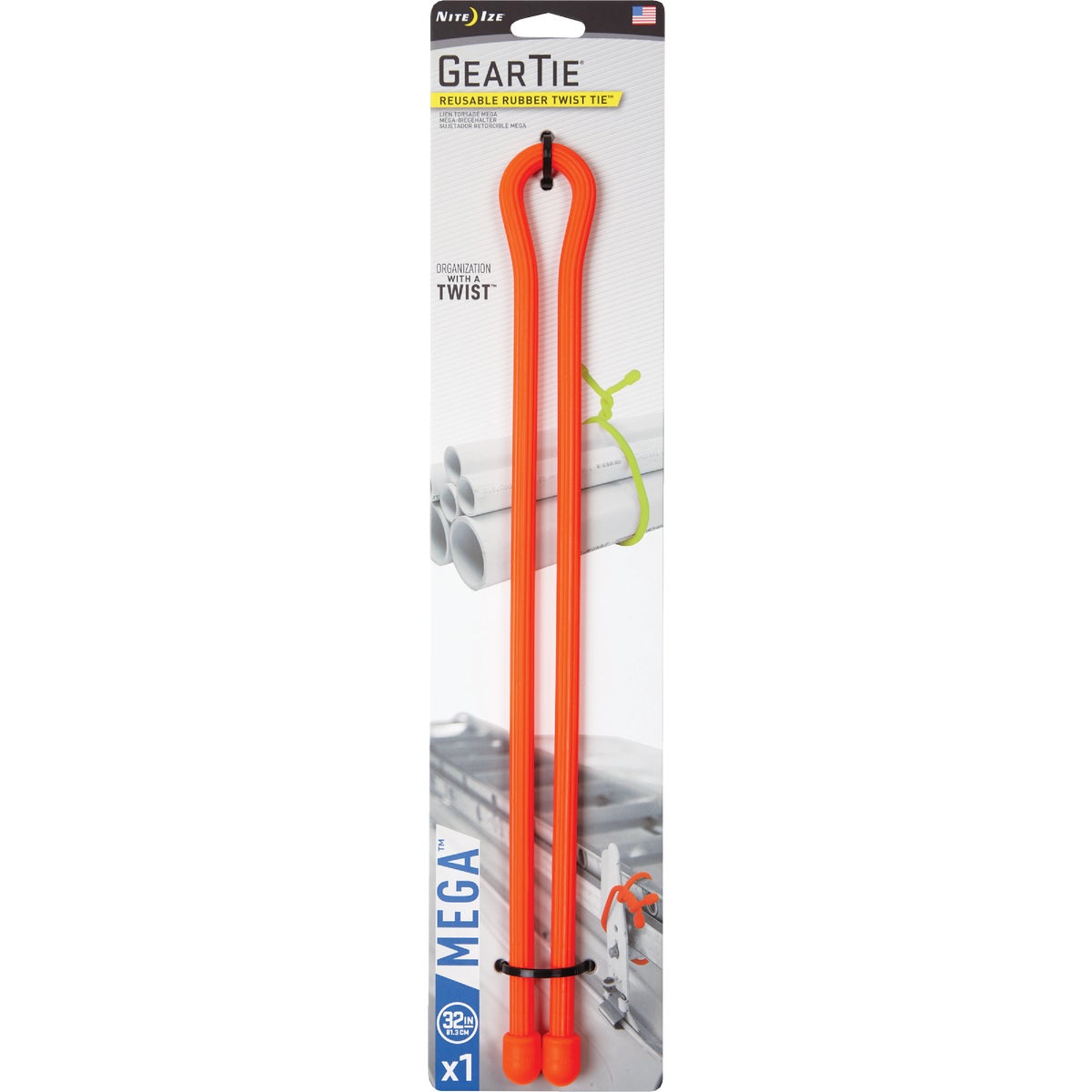 GearTie 32 In. Orange Rubber Mega Twist Tie