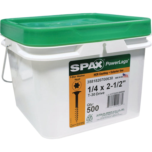 Spax PowerLags 1/4 In. x 2-1/2 In. Washer Head Exterior Structure Screw (500 Ct.)